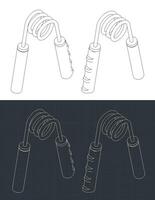 Grip trainer isometric blueprints vector