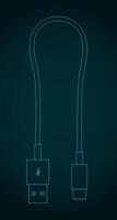 USB Type-A to USB Type-C Cable vector