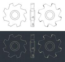 Disc mill cutter blueprints vector