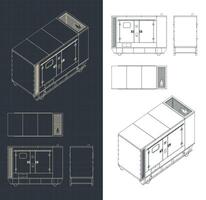 Diesel generator blueprints vector