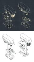 Industrial Drill Press isometric drawings vector
