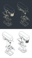 industrial perforar prensa isométrica dibujos vector