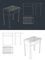 Barbecue blueprints illustrations vector