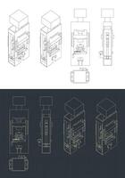 Hydraulic press blueprints vector