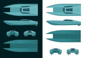 High speed catamaran color drawings vector