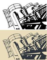 Tanks in chemical production close-up vector