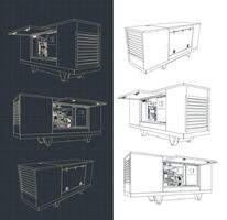 Silent diesel generator drawings vector