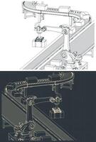 Robotic factory conveyor line vector