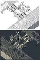 Robotic factory conveyor line illustrations vector