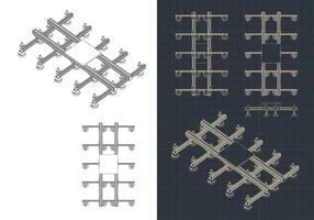 Vacuum gripper blueprints illustrations vector