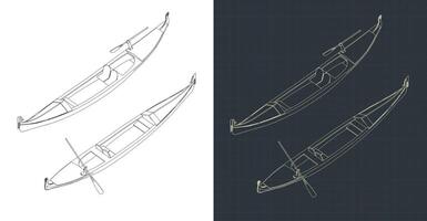 Gondola isometric blueprints vector