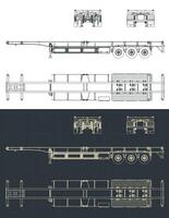 Container trailer blueprints vector