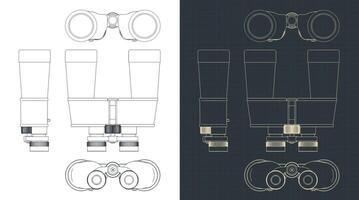 Binoculars blueprints illustrations vector
