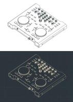 DJ controller isometric blueprints vector