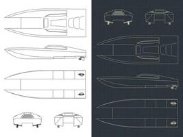 High speed catamaran drawings vector