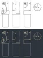 Tool for machining aluminum parts blueprints vector