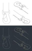 Webbing sling hook blueprints vector