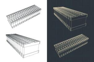 Battery module illustrations vector