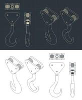 Crane hook blueprints vector