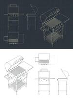 Barbecue grill blueprints vector