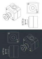 Emergency stop button blueprints vector