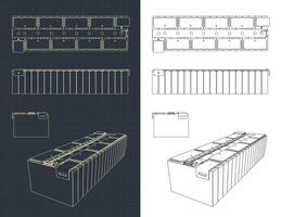 Battery module blueprint vector