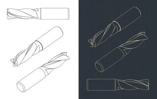 Mill cutter blueprints vector