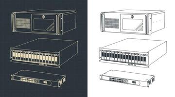 Units for server racks and supercomputers vector