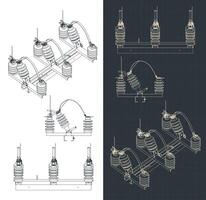 Medium voltage disconnecting switches blueprints vector