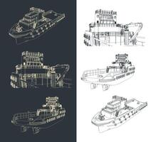 Anchor Handling Tug Drawings vector