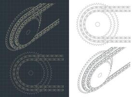 Chain transmission drawings vector