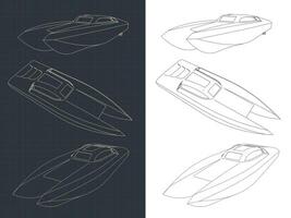 High speed catamaran blueprints vector