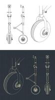 Nose landing gear blueprints vector