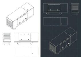 Silent diesel generator blueprints vector