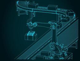 Robotic factory conveyor line illustration vector