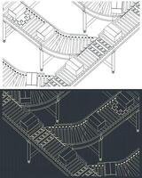 Conveyor lines for factory and warehouses vector