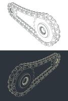 Chain transmission illustration vector