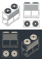 Outdoor unit of industrial air conditioner blueprints vector