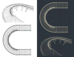 Conveyor roller line blueprints vector