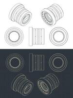 Tappered cylindrical roller bearing drawings vector