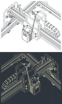 CNC router isometric blueprints