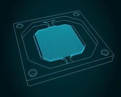 CPU water cooling block base vector