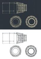 Thrust control nozzle blueprints vector