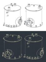 grande industrial tanque isométrica planos vector