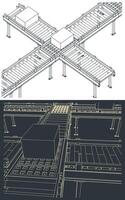 Transition Roller Conveyor for Production Line vector