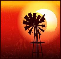 Farm windmill on an eclipse background vector