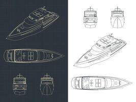 Luxury yacht blueprints vector