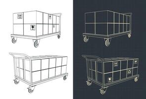 Platform trolley sketches vector