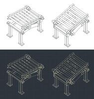 transportador levantamiento mecanismo isométrica planos vector