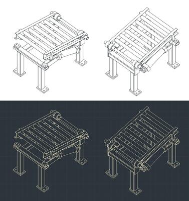 Conveyor lifting mechanism isometric blueprints